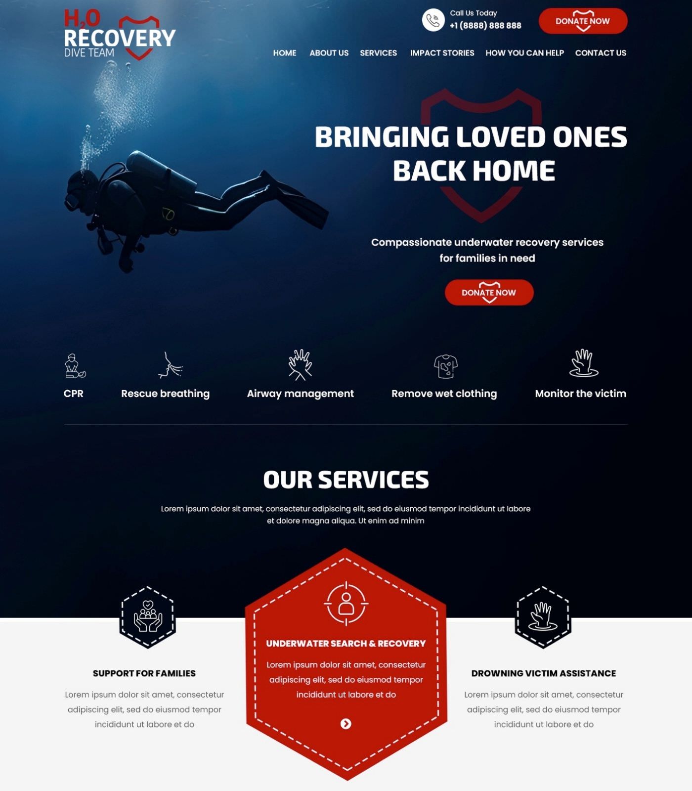 Scuba Diving website design example
