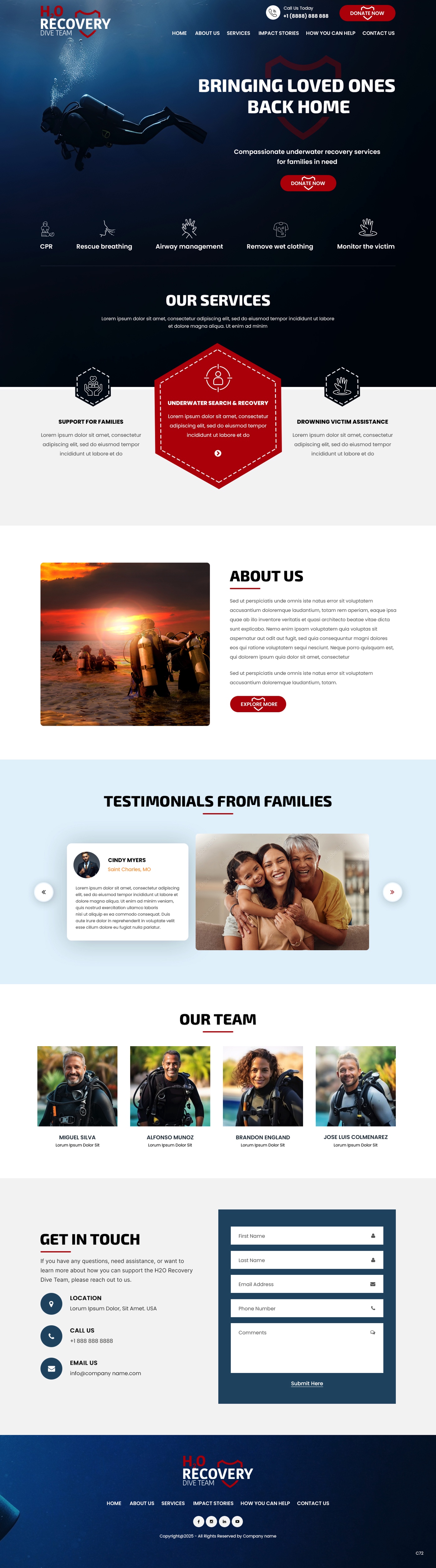 Scuba Diving website design example