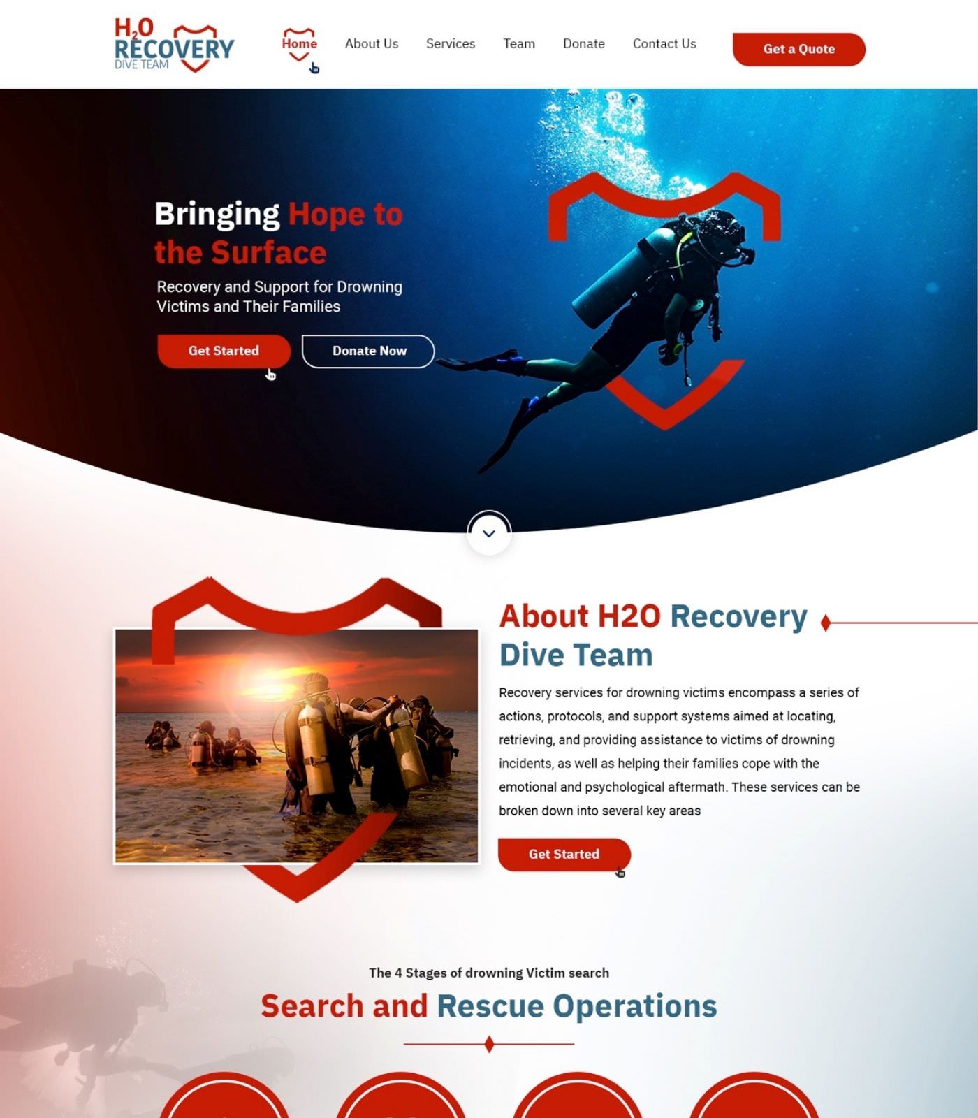 Scuba Diving website design example