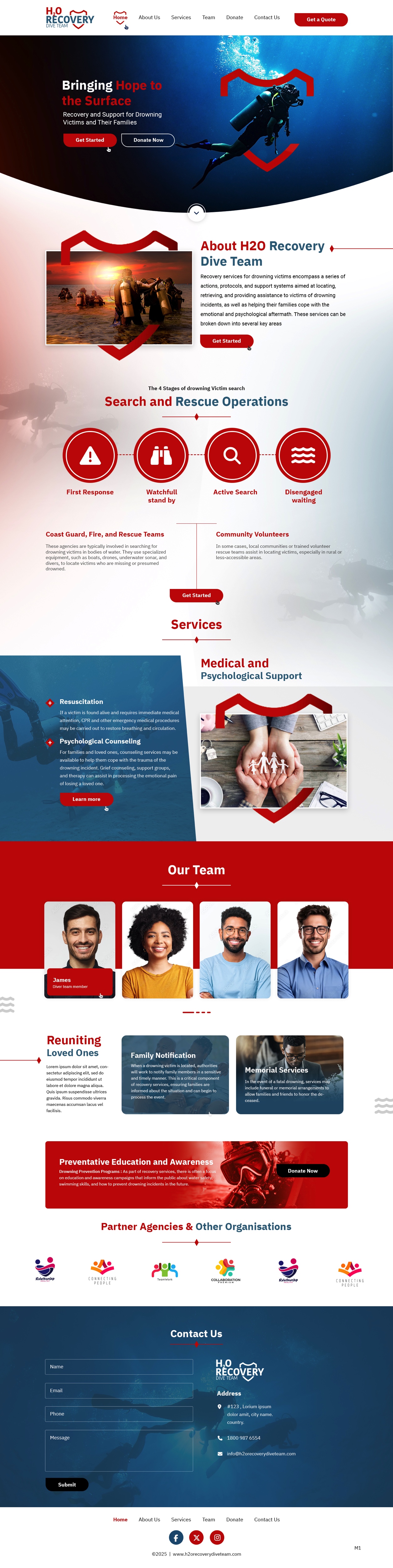 Scuba Diving website design example