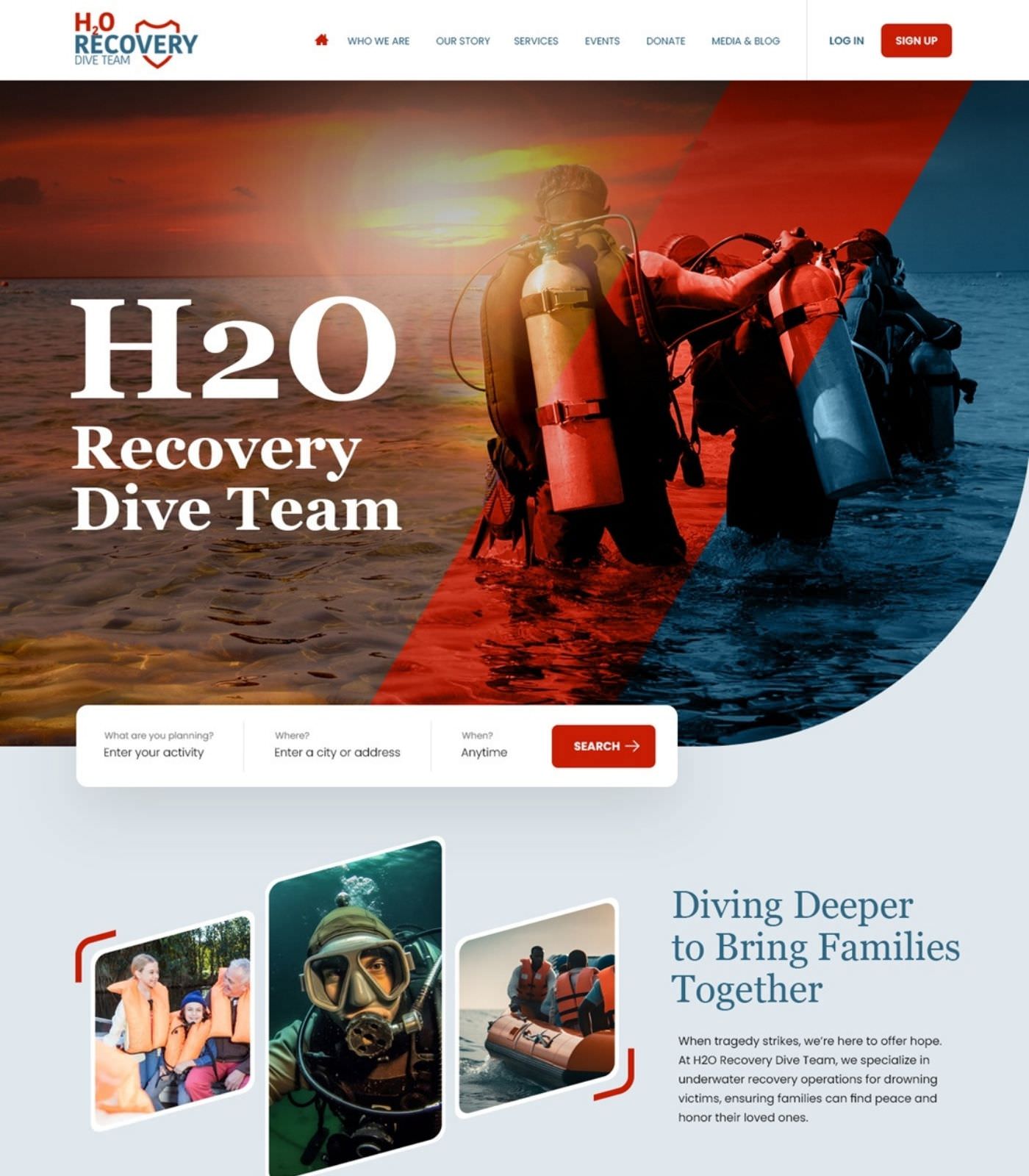 Scuba Diving website design example