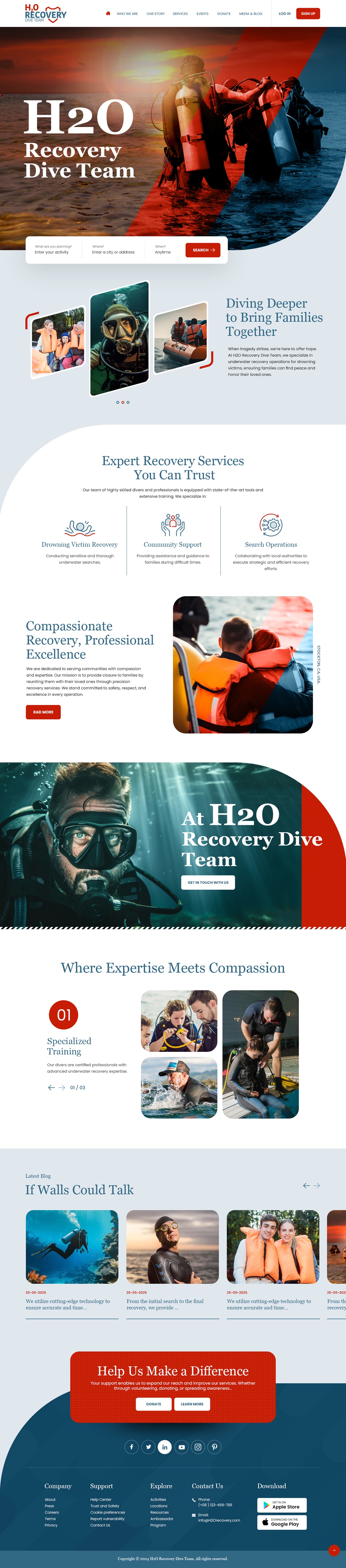 Scuba Diving website design example