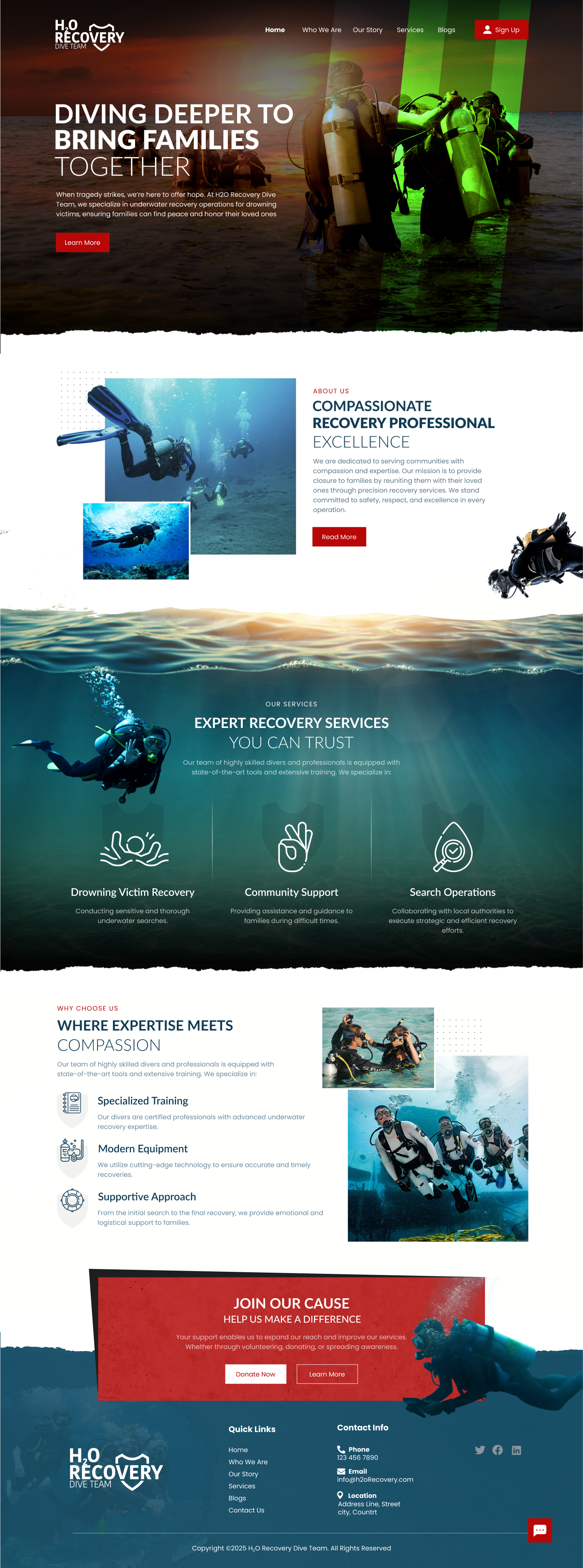 Scuba Diving website design example