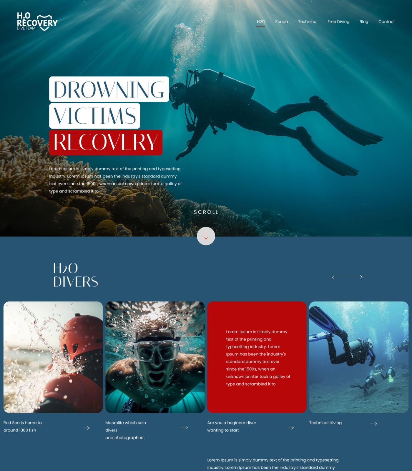 Scuba Diving website design example