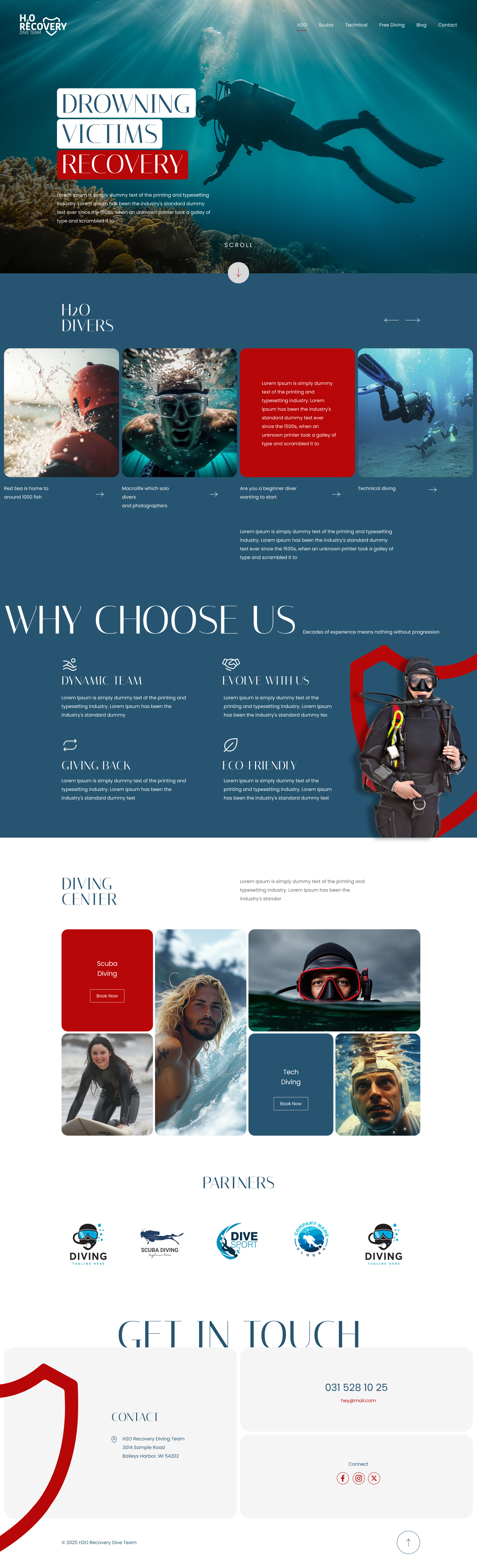 Scuba Diving website design example