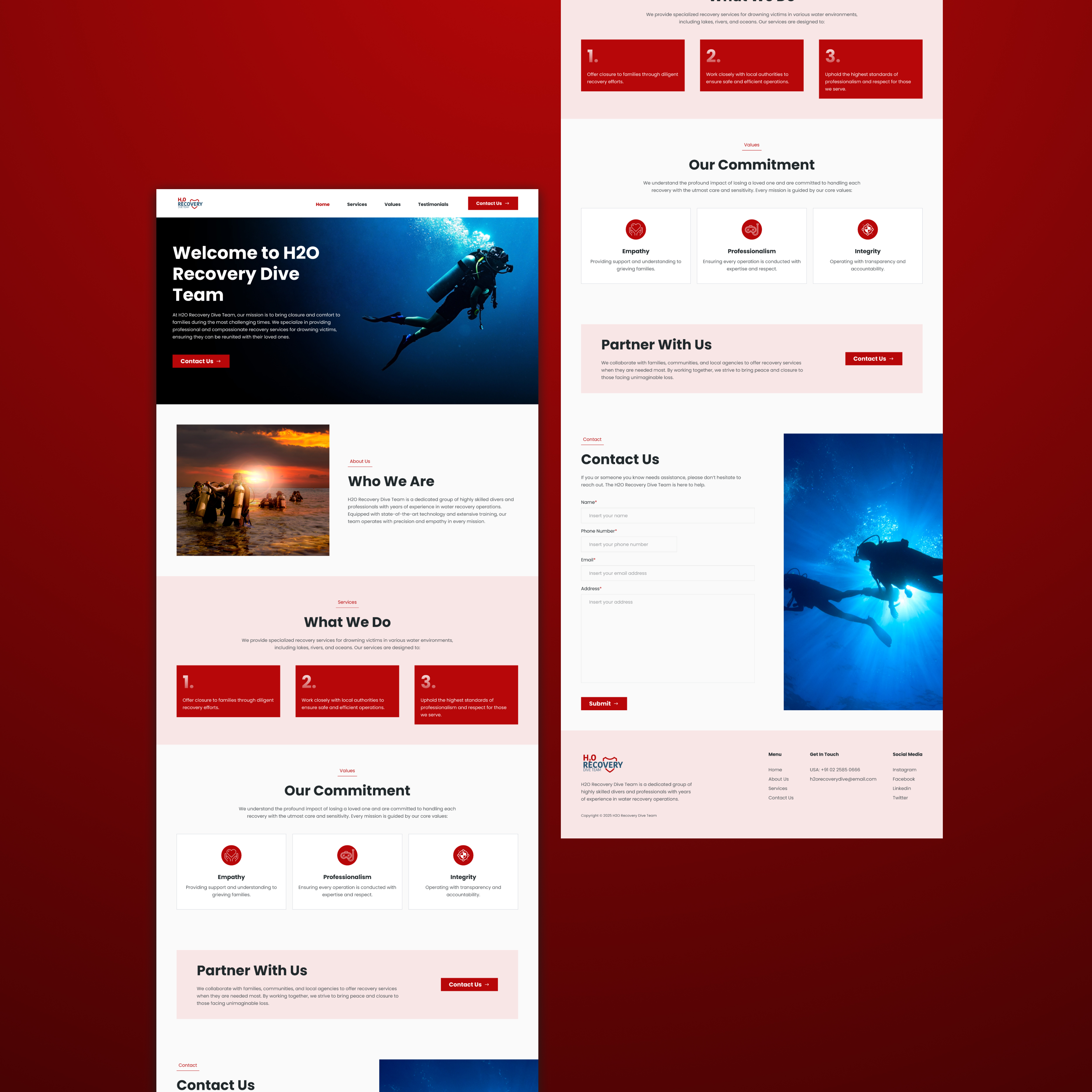 Scuba Diving website design example