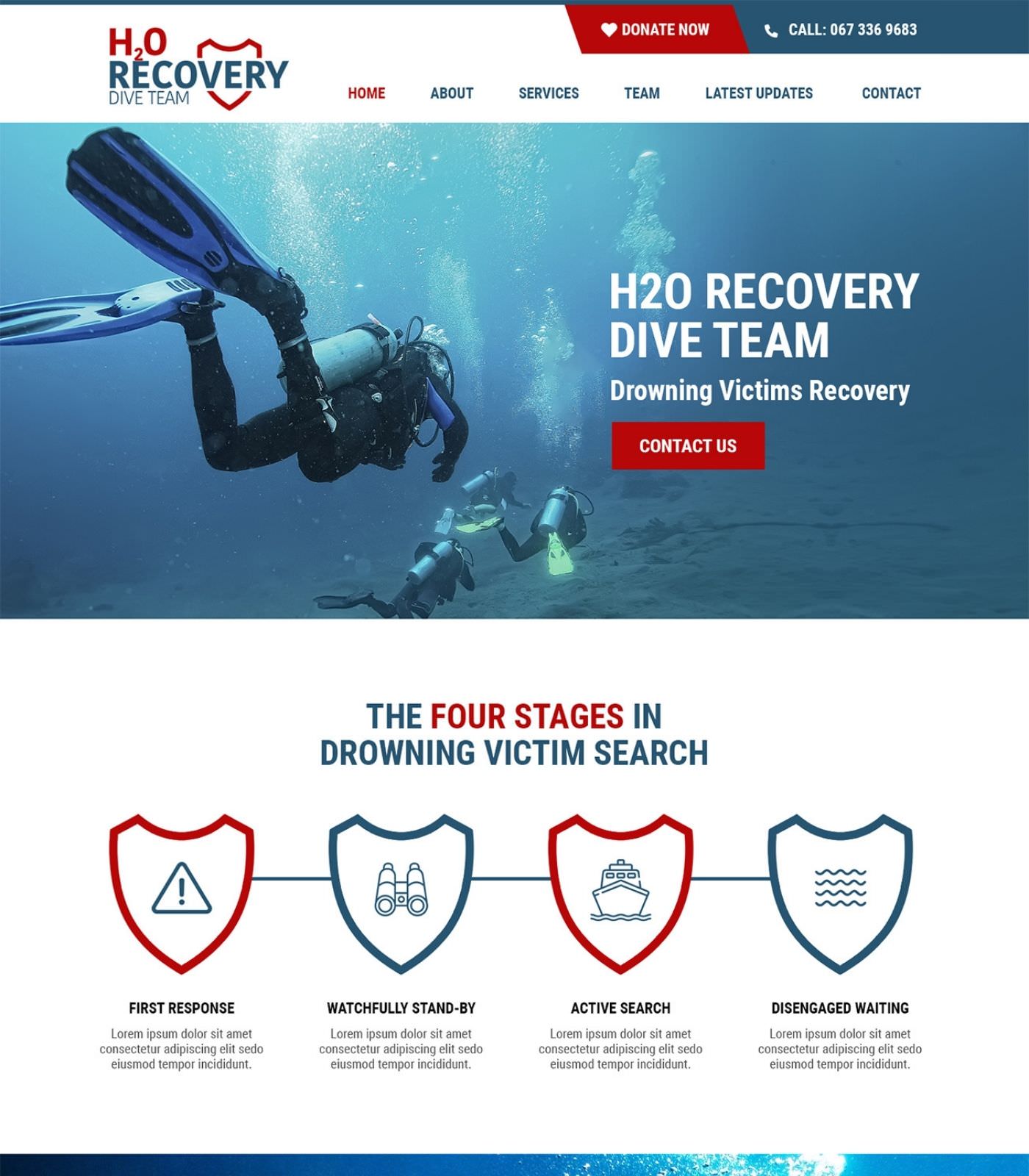 Scuba Diving website design example