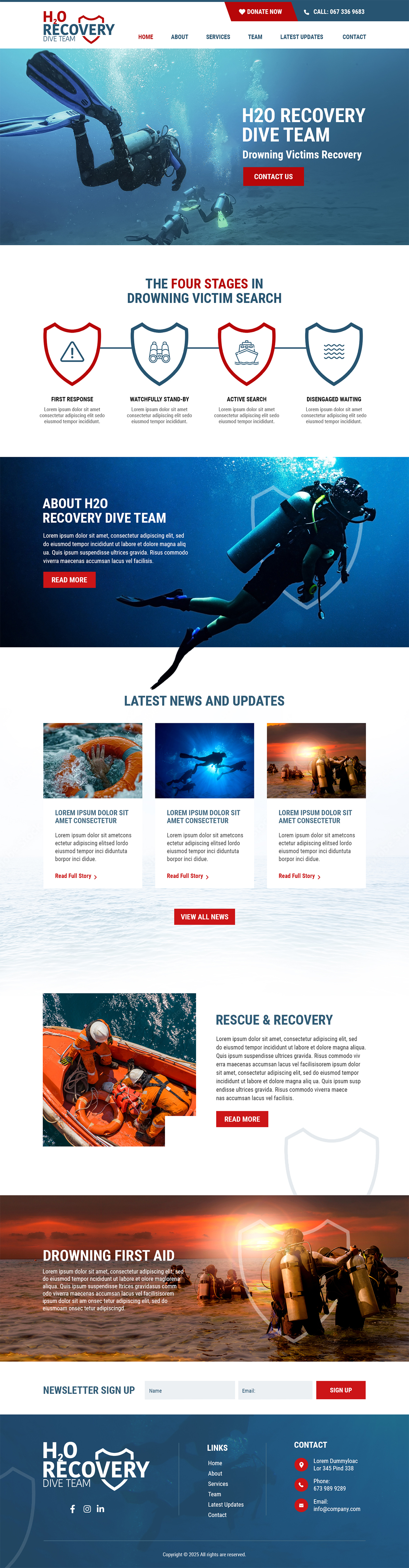 Scuba Diving website design example