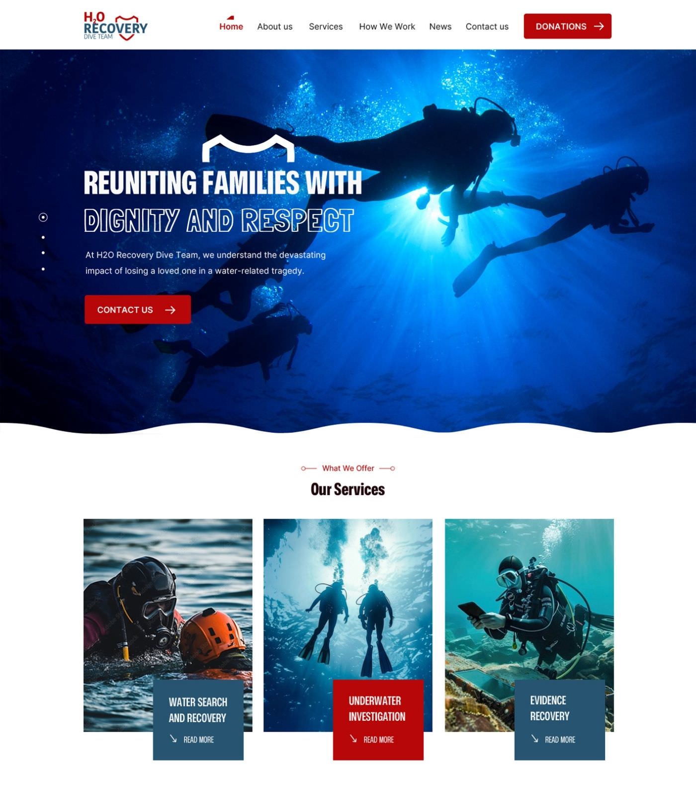 Scuba Diving website design example
