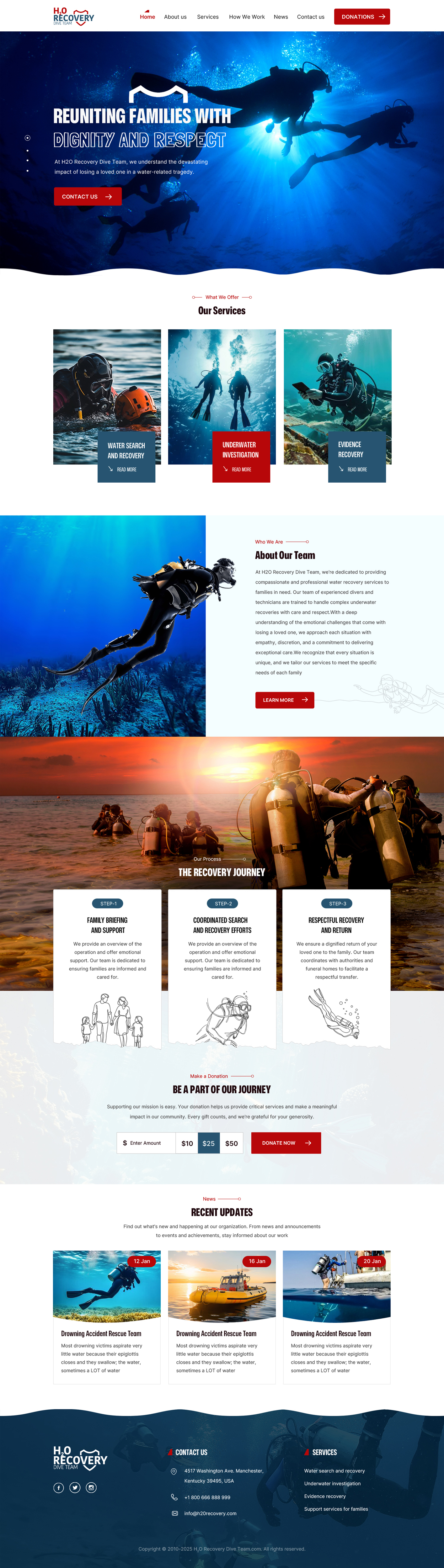 Scuba Diving website design example