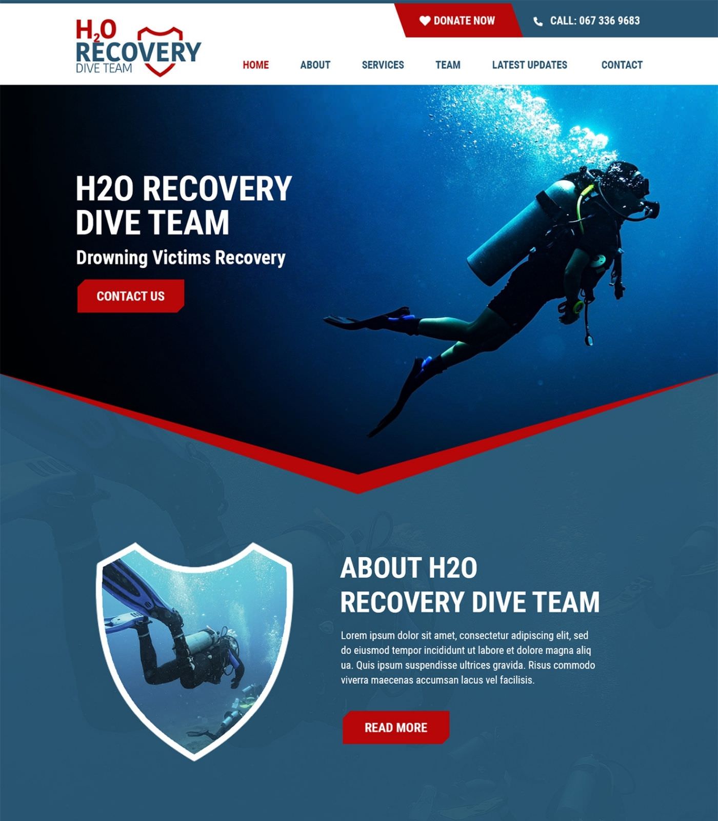 Scuba Diving website design example