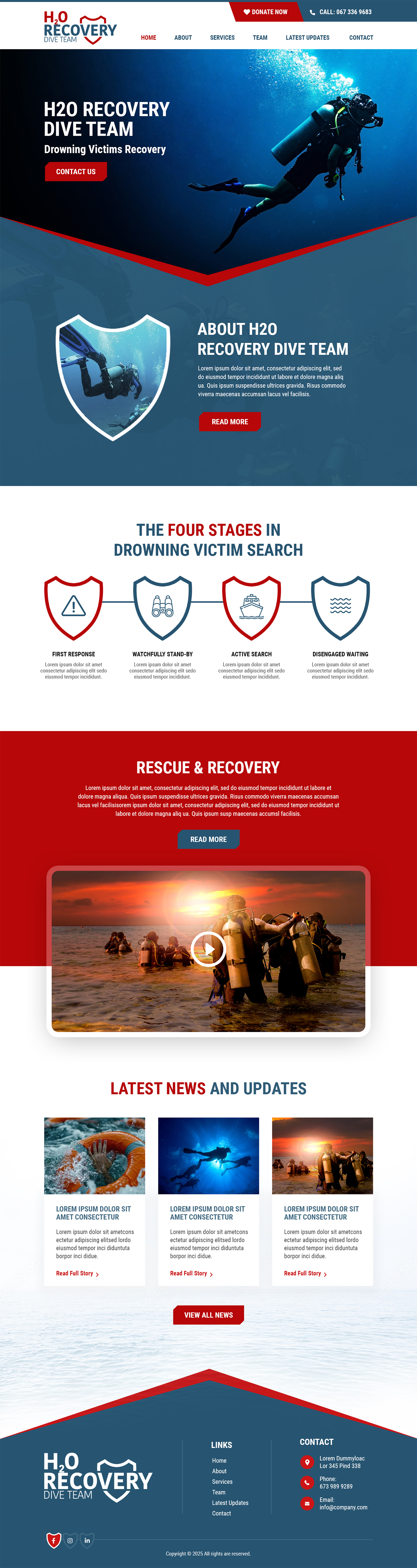 Scuba Diving website design example