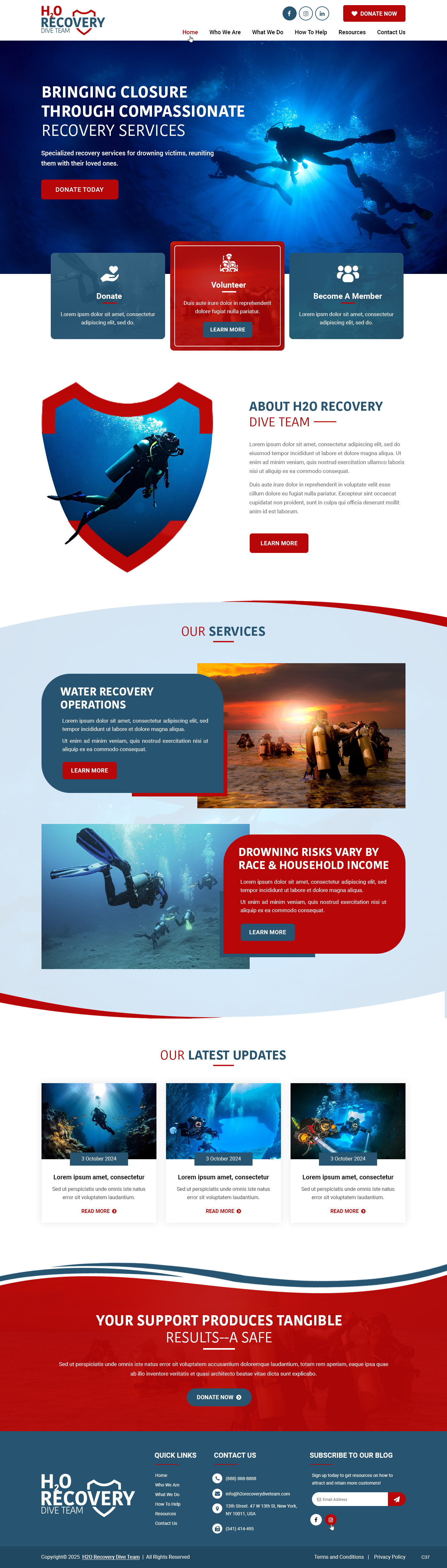 Scuba Diving website design example