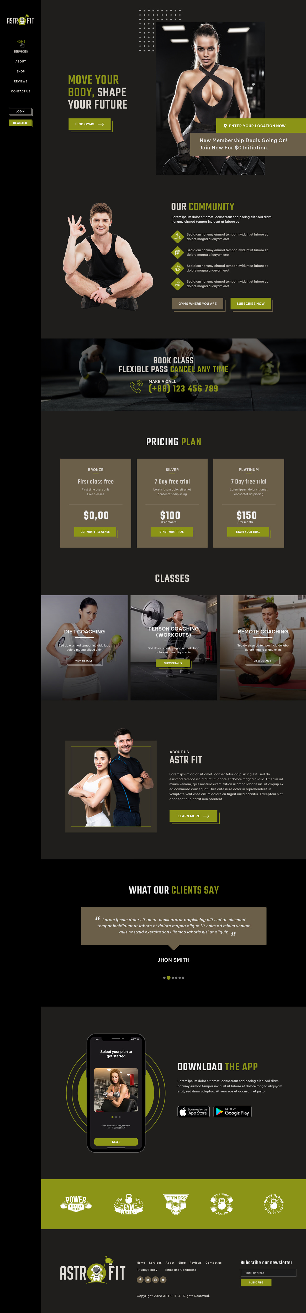 Personal Trainer website design example