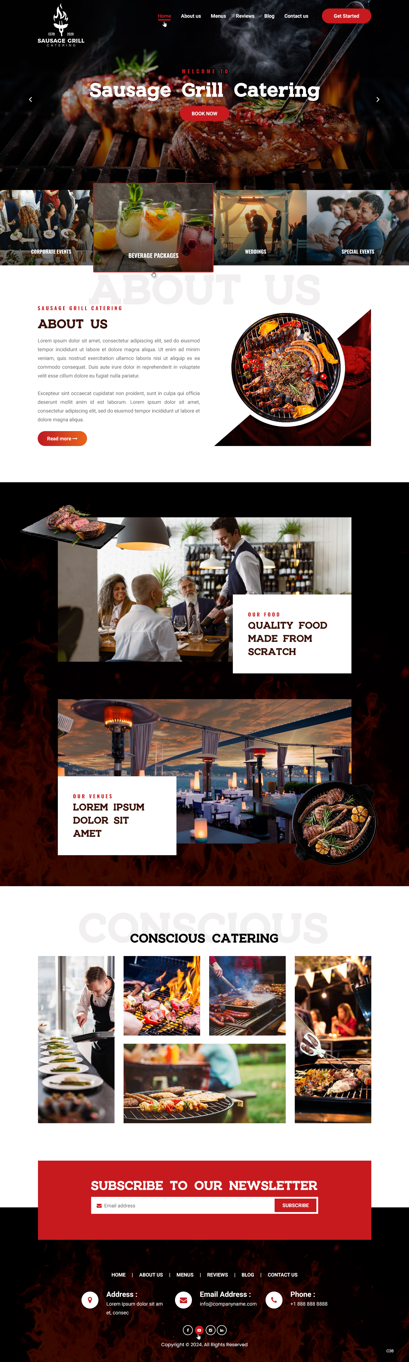 Catering Company website design example