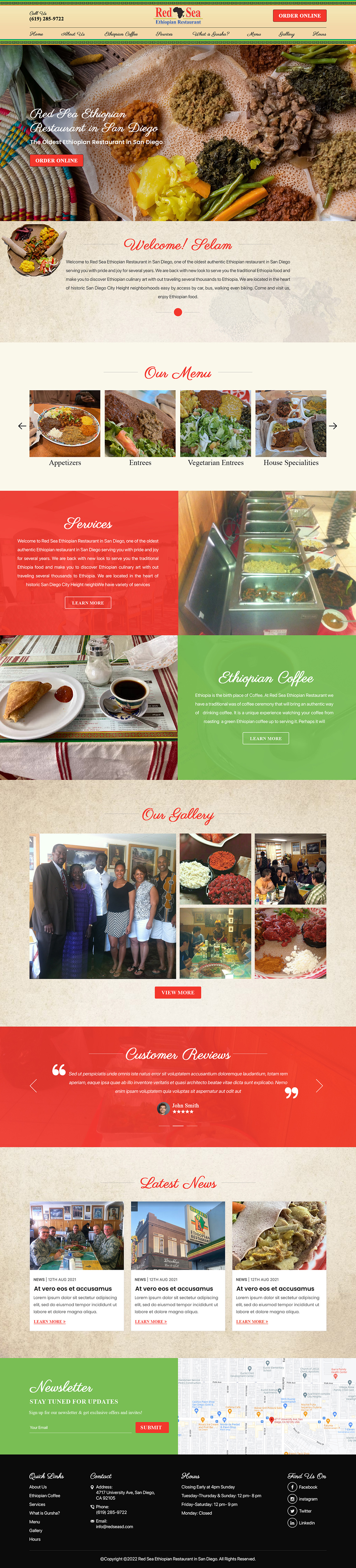 Restaurant website design example