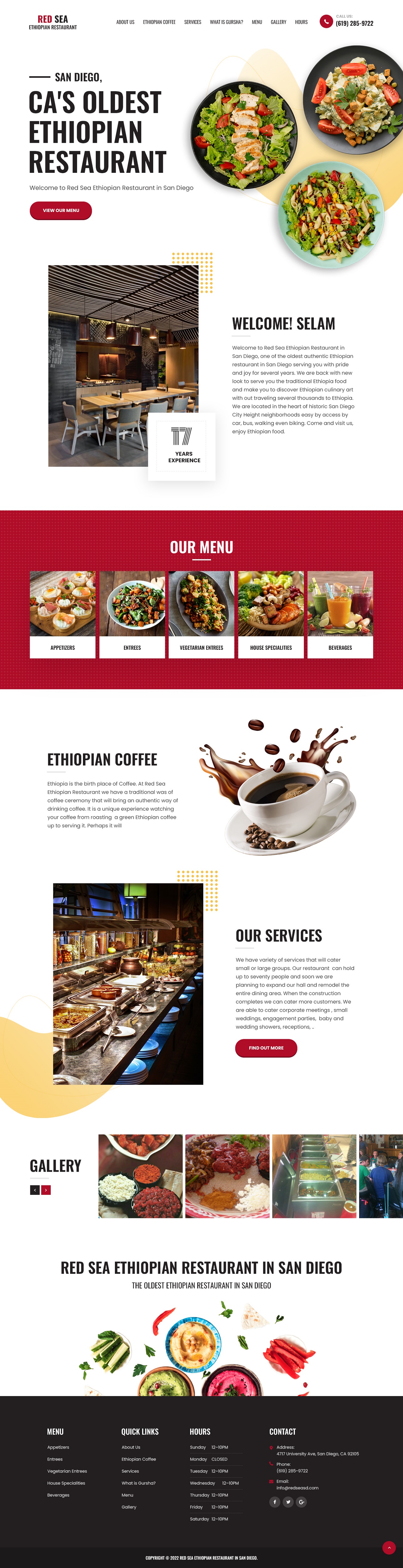 Restaurant website design example