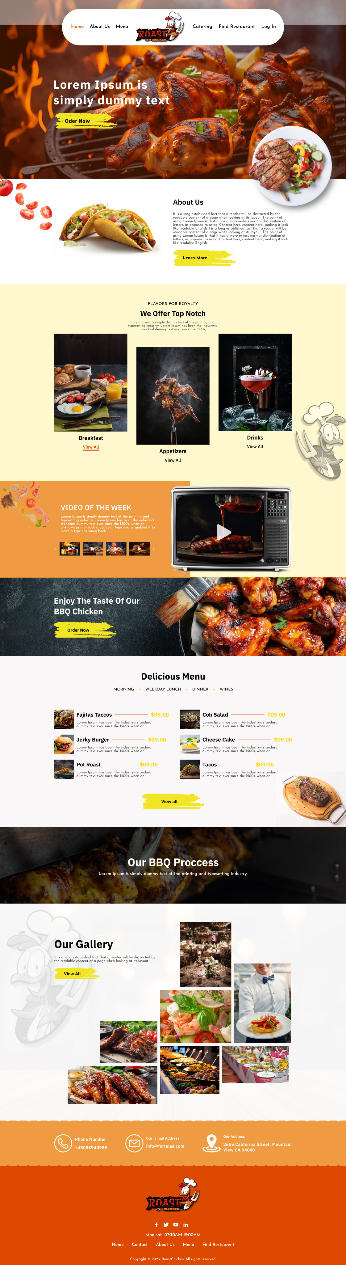 Restaurant website design example