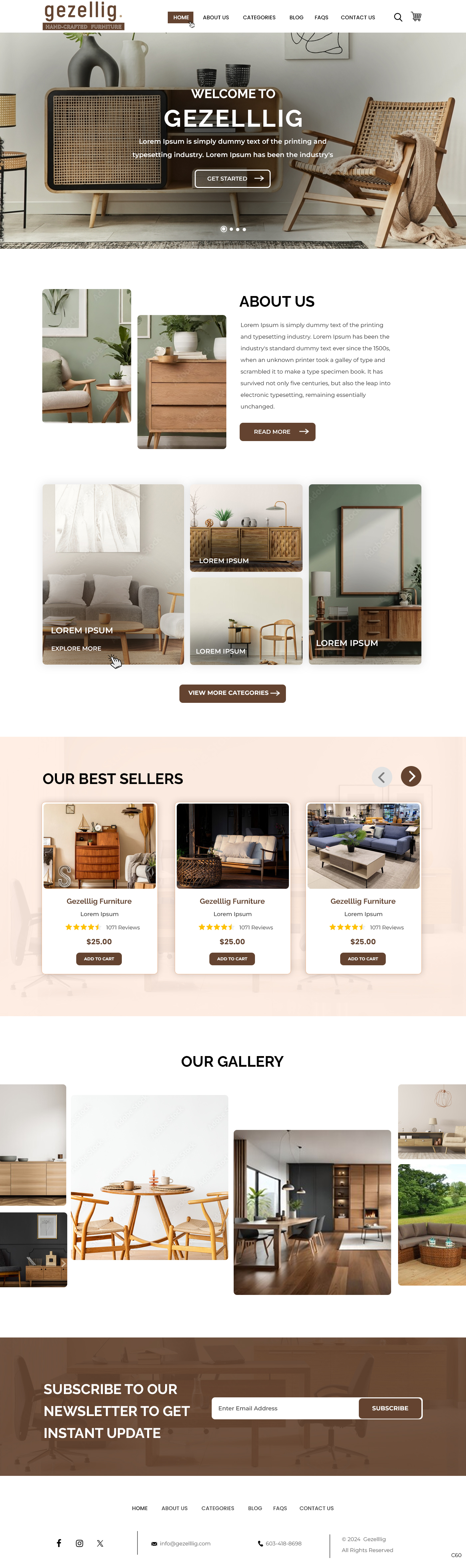 Custom furniture website design example