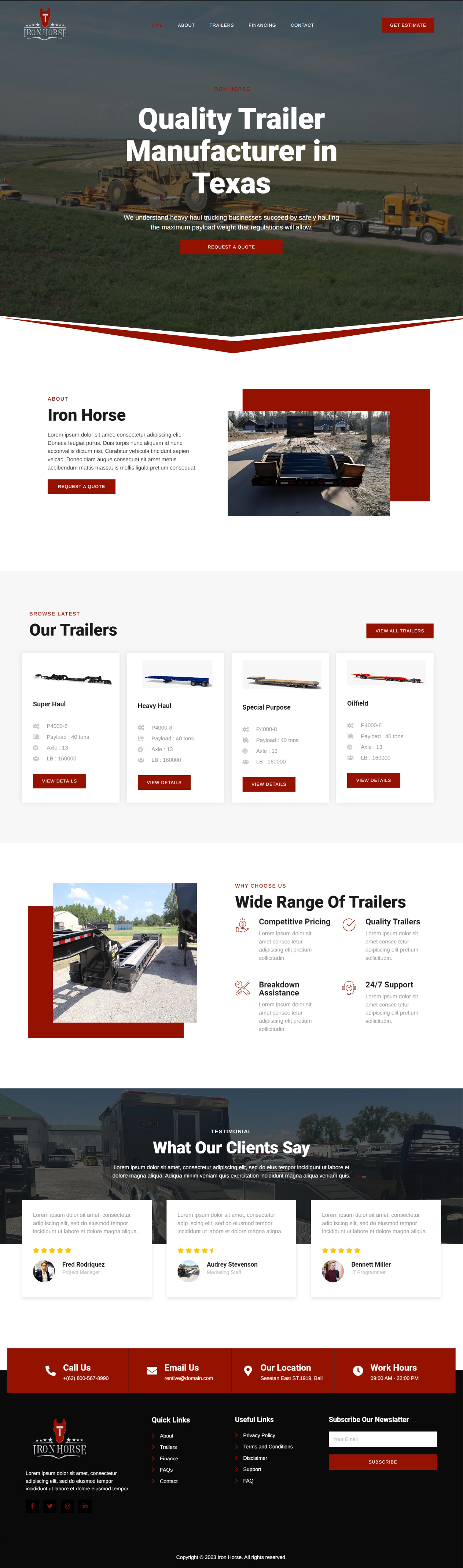 Trailer Manufacturer website design example