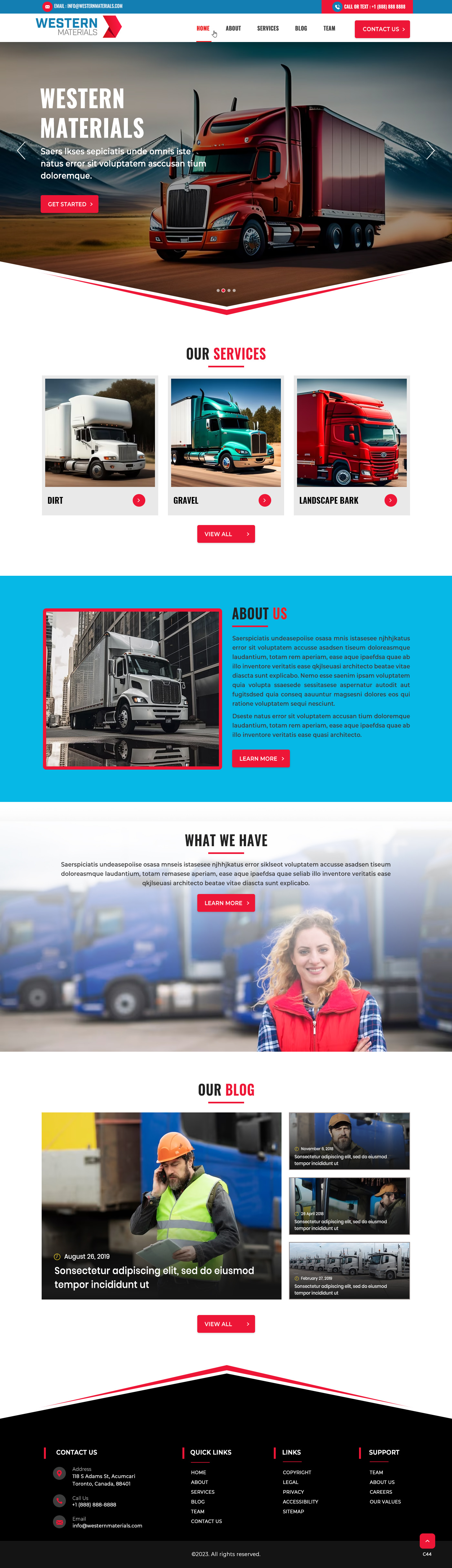 Trucking Company website design example
