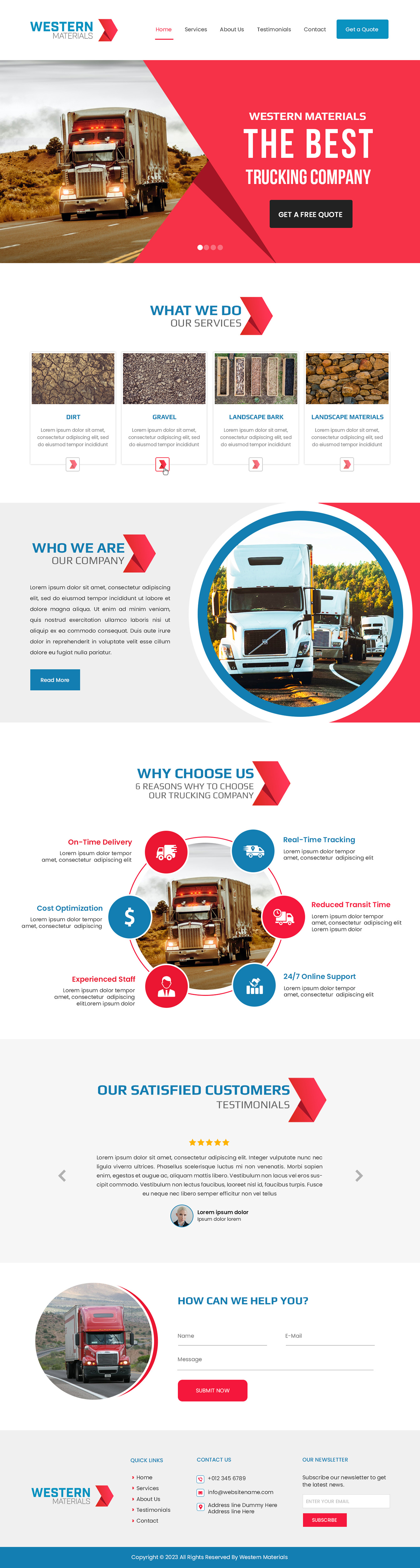 Trucking Company website design example